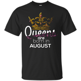 Queens Are Born in August Birthday B-day Gift T-shirt_Black