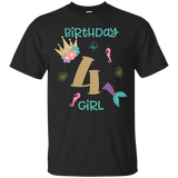 Mermaid 4th Birthday Shirt Birthday Girl T Shirt_Black