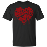 Skull Heart! Goth Dripping Blood T-Shirt_Black