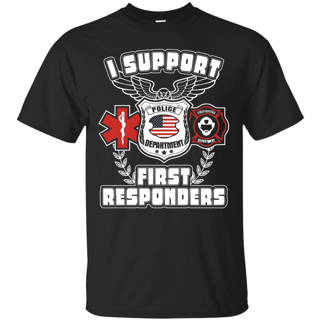 I Support First Responders Policeman T-shirt Gift Png_black=