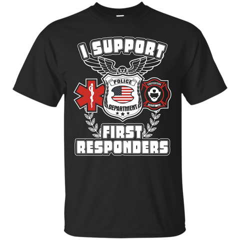 I Support First Responders Policeman T-shirt Gift Png_black=