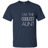 Womens I'm the Coolest Aunt Fun Family Quotes T-shirt_Navy