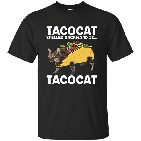 Taco & Cat T-shirt - Tacocat Spelled Backwards Is Tacocat_black=