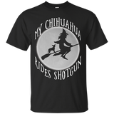 My chihuahua rides shotgun funny halloween shirt_Black
