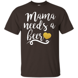 Women's Mama Needs A Beer Funny T-Shirt_Black