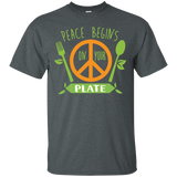 Peace Begins On Your Plate Vegan Vegetarian Gifts T-Shirt_Black