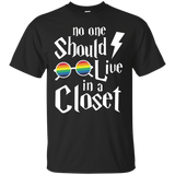 NO ONE SHOULD LIVE IN A CLOSET SHIRT_Black
