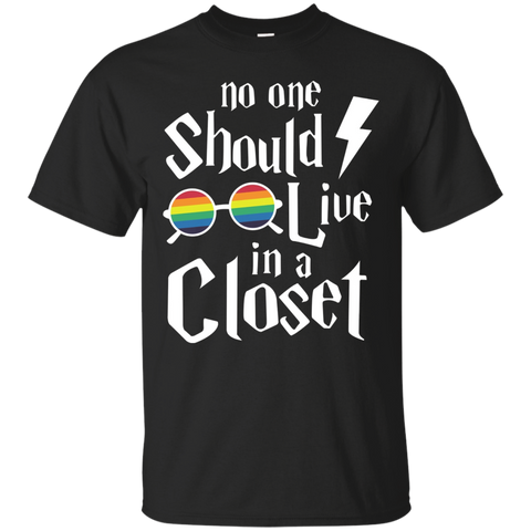 NO ONE SHOULD LIVE IN A CLOSET SHIRT_Black