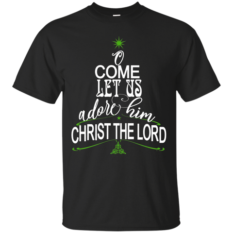 Christian Christmas T-shirt-o Come Let Us Adore Him_black