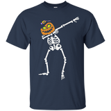 Dabbing Skeleton T Shirt Pumpkin Halloween Funny T Shirt_black