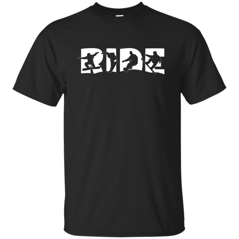 RIDE Snowboard T Shirt, Silhouette Snowboarding Graphic Tee_Black
